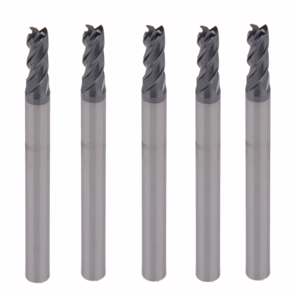 5Pcs D3.5*10*D4*50L Four Flutes Micro Solid Carbide Face End Mill CNC
