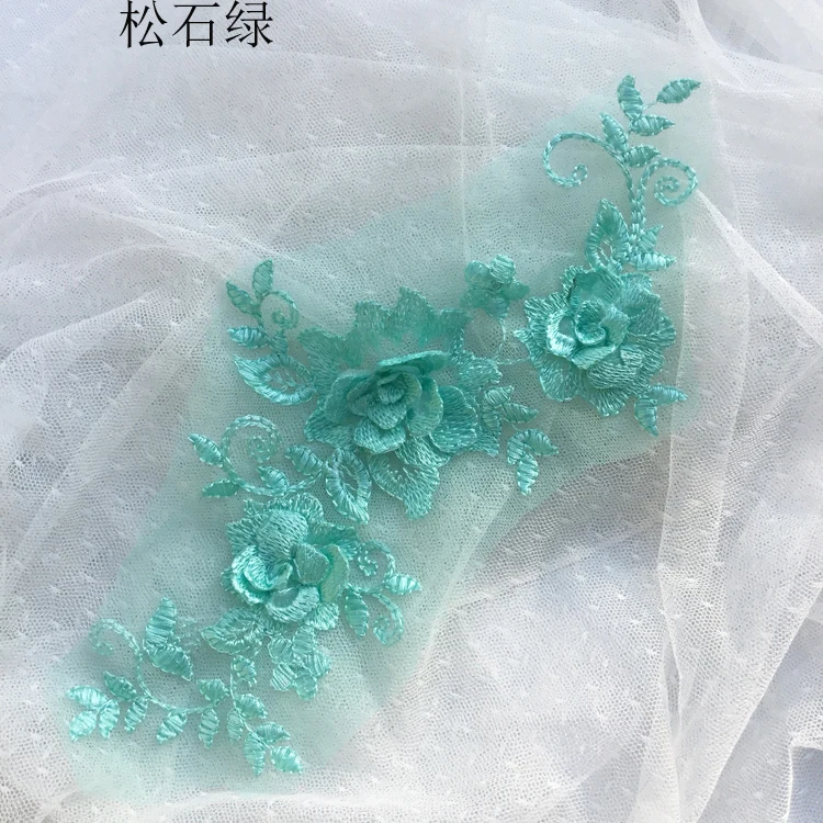 Черные кружевные нашивки с 3D цветами вышитая кружевная аппликация от кутюр ярко