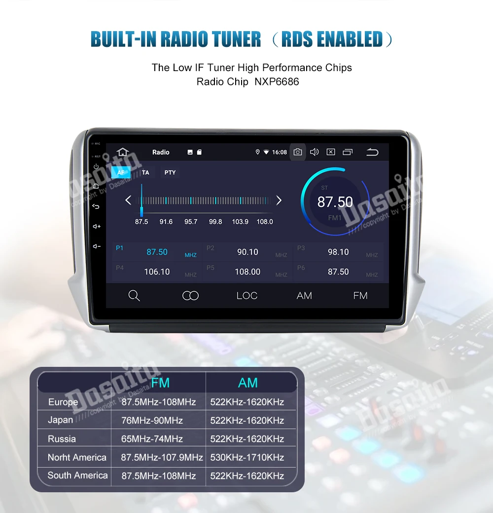 Top Dasaita 10.2" Multimedia Player Android 9.0 Car Bluetooth GPS Navigator Autoradio 1 din Navi for Peugeot 208 2008-2017 14
