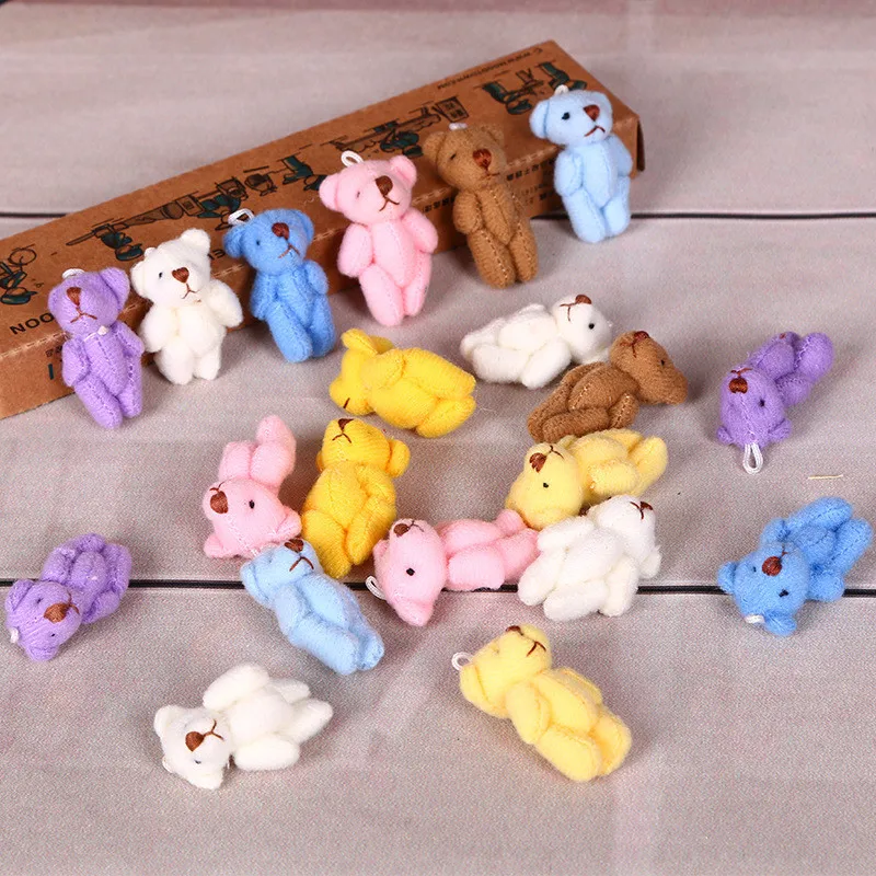 10 шт./лот 3 5 см Kawaii Cute Joint Bowtie Teddy Bear плюшевая игрушка кукла мягкая свадебный