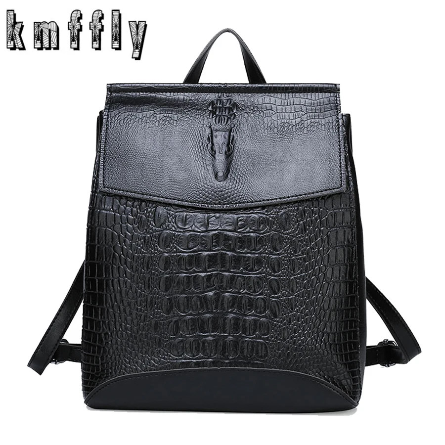

Vintage backpack women high quality crocodile pattern leather backpack Large-capacity school bag for teenager girl shoulder bags