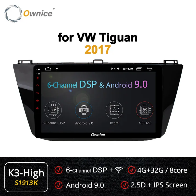 Ownice 10," 4G+ 64G 360 панорама Android 9,0 octa 8core автомобильный dvd gps навигации k3 k5 k6 для VW tiguan DSP 4 аппарат не привязан к оператору сотовой связи SPDIF DAB - Цвет: S1913 K3-High