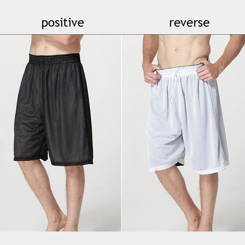 High quality 2019 Summer bodybuilding Knee length breathable reversible Net mesh Loose Balls player shorts short homme