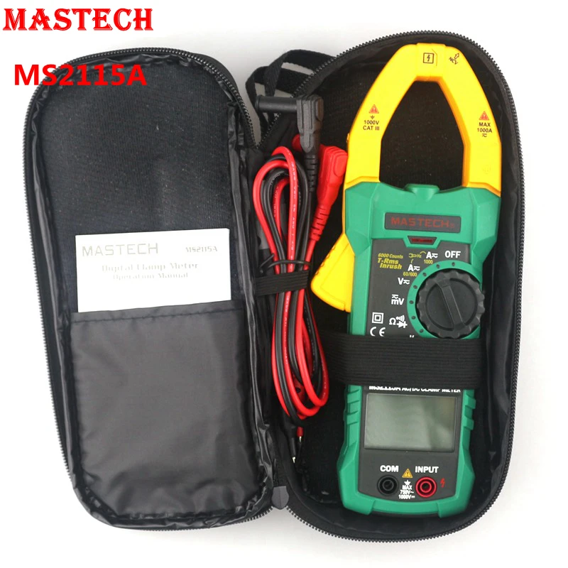 

MasTech MS2115A Digital Clamp Meter True RMS Multimeter AC DC Voltmeter Ammeter Ohm Herz. Multi Tester with Diode NVC Function