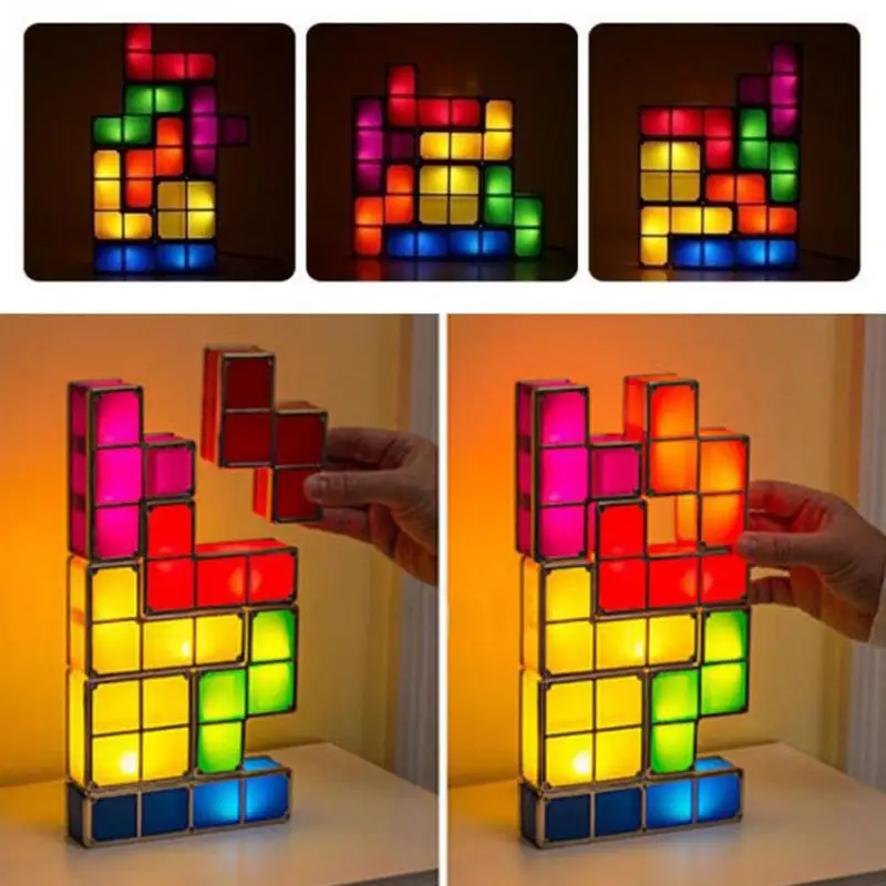 

DIY Tetris Lights Constructible Retro Game Style Colorful Stackable LED Night Light Desk Lamp