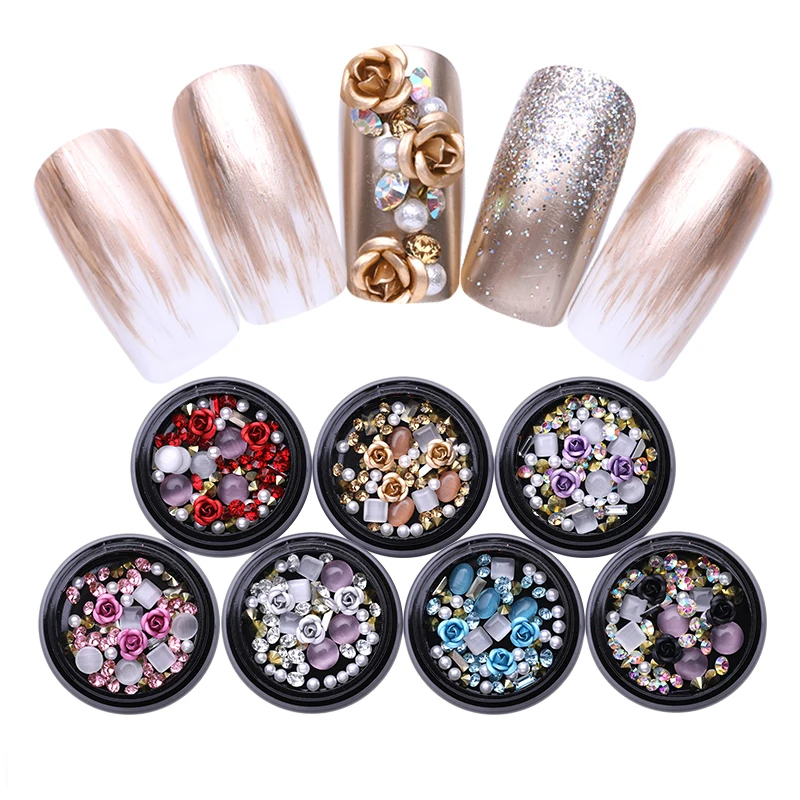 1 коробка, разноцветные Стразы для ногтей, 3D кристаллы, камень для украшения ногтей, маникюр, сделай сам, дизайн