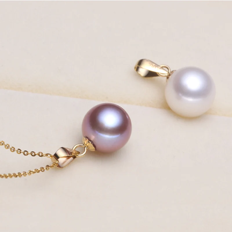 Sinya 18k gold Classical Round Pearl pendant necklace with 7.5-10mm natural pearls Au750 gold chain length 40+5cm  for women (10)