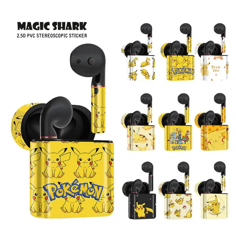 

Magic Shark Cartoon Pokemon Cute Pikachu PVC No Fade Sticker Case Film Wrap Skin for HUAWEI Freebuds 2 & 2 Pro 021-030