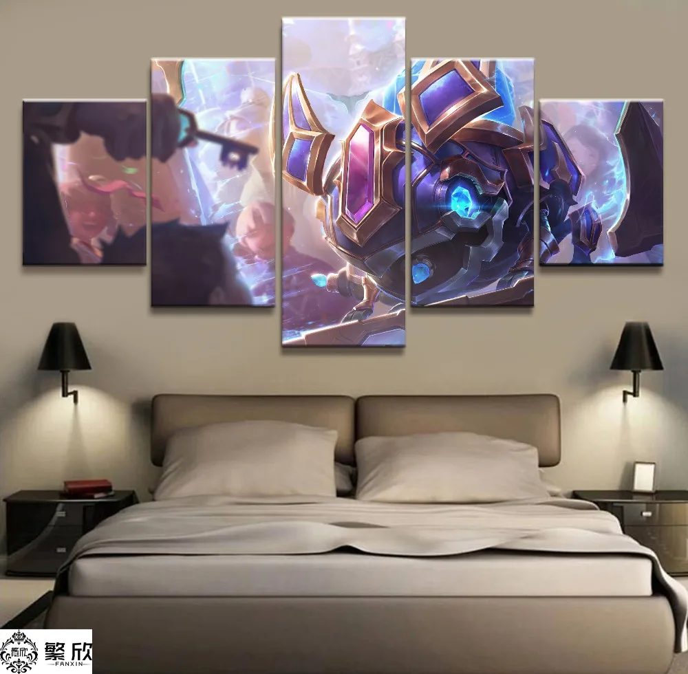 

5 Panel LOL League of Legends Kog'Maw Game Canvas Printed Painting For Living Room Wall Art Decor HD Picture Artworks Poster