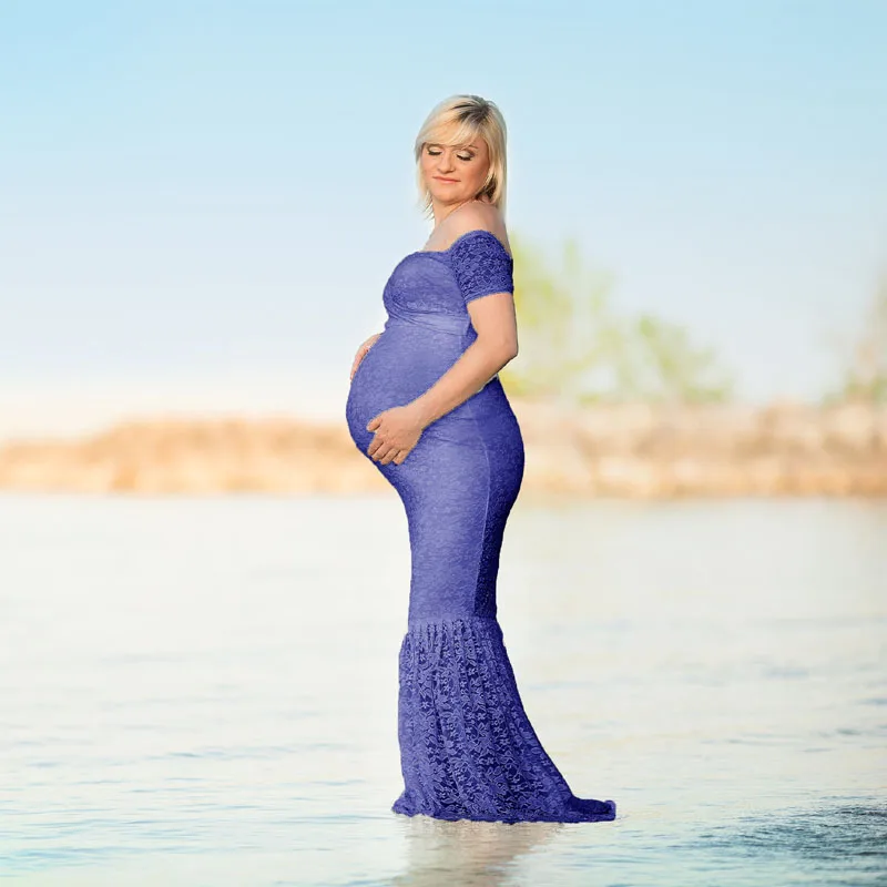Элегантное платье для беременных Платья для фотосессии макси платья для беременных реквизит для фотосессии Одежда для беременных женщин - Цвет: Синий