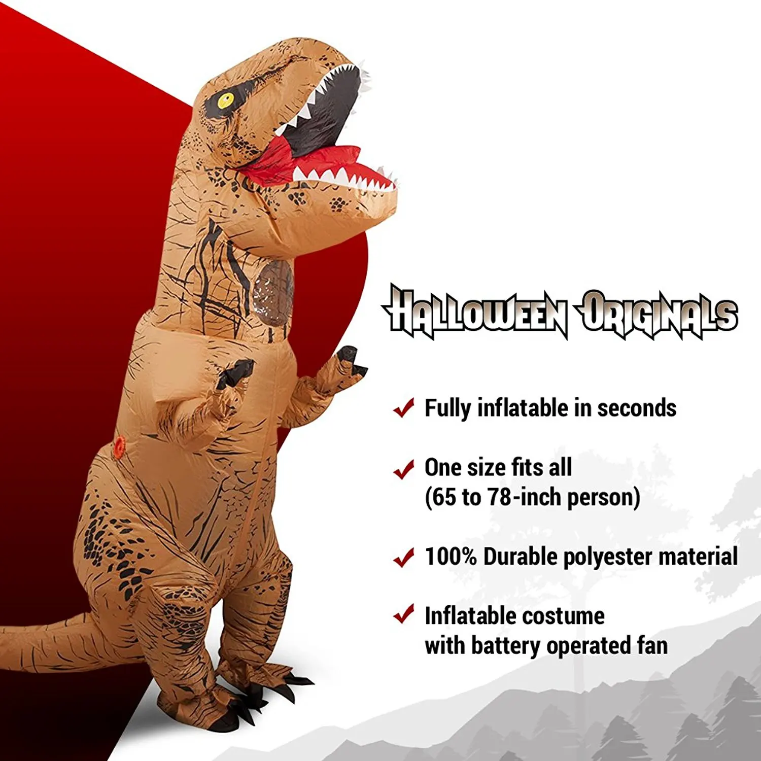 Взрослый T REX надувной костюм Хэллоуин косплей Парк Юрского периода комбинезон с