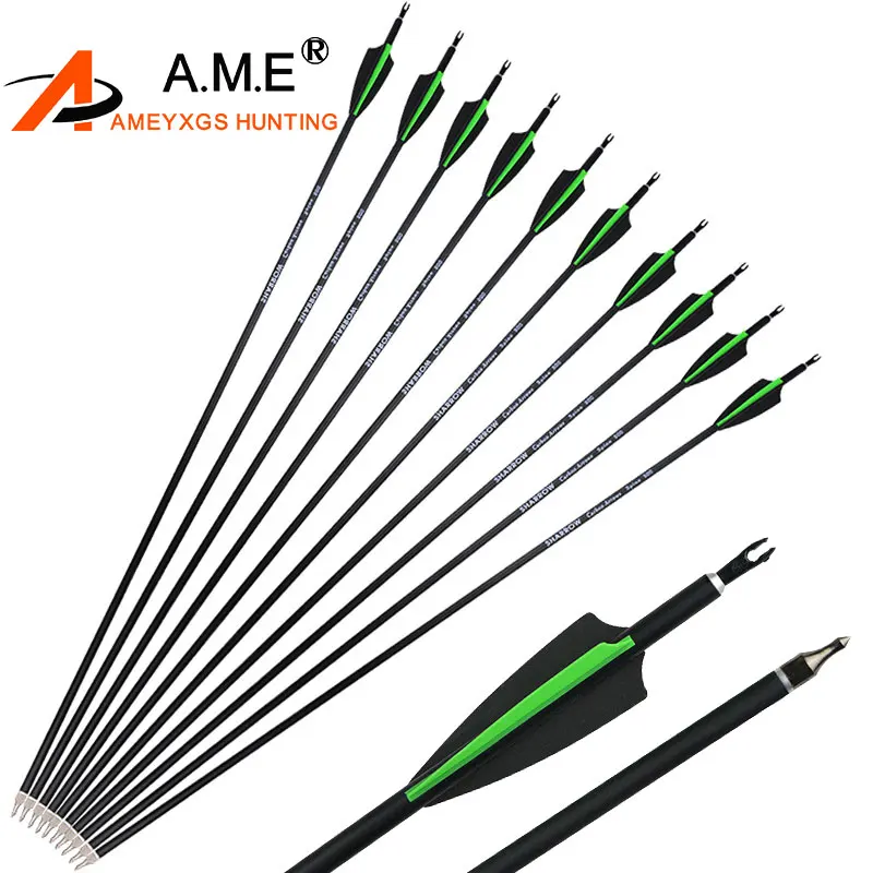 

6/12/24pcs 30.5inch Spine 500 Shooting Arrows Mixed Carbon Fiber Arrows Suitable For Composite Bow And Long Bow Archery Hunting