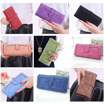 

Fashion Matte Stitching PU Leather Wallet Retro Long Purse Clutch Casual Women Wallets Handbag MSJ99