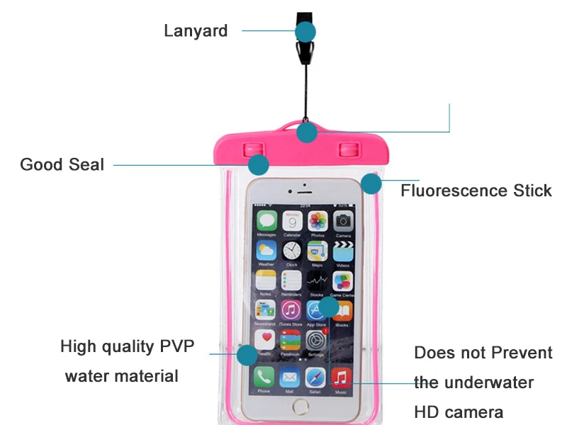 Сенсорные флуоресцентные водонепроницаемые сумки для мобильного телефона для iPhone 6S, чехол для плавания, чехол для телефона, сумка для хранения, чехол, сухой Чехол