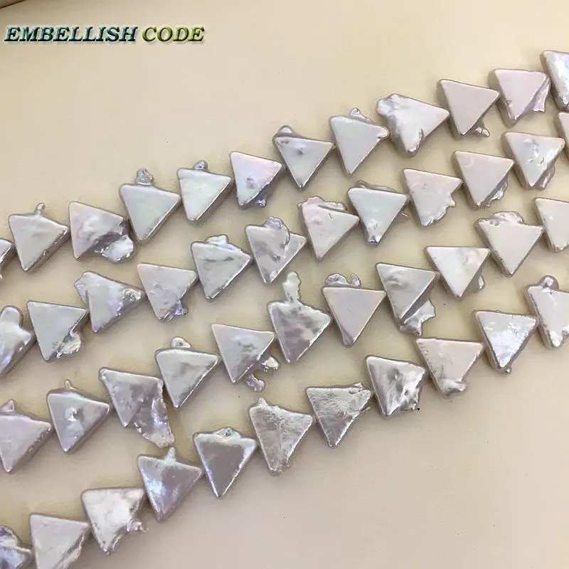 

DIY light grey pearls beads Triangle shape Strand (about 38pcs/lot) natural Freshwater pearl Straight 0.8mm hole