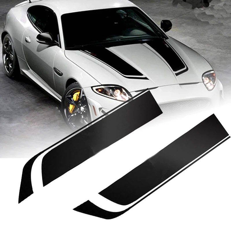 2PCS Black Racing Car Hood Stripe Decal Auto Vinyl Bonnet Sticker Accessories 2PCS Black Racing Car Hood Stripe Decal Auto Vinyl Bonnet Sticker Accessories