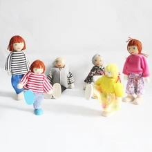 baby wooden dolls whole family 6 patterns Family Members Parents puppet Toys Set for Kids Children