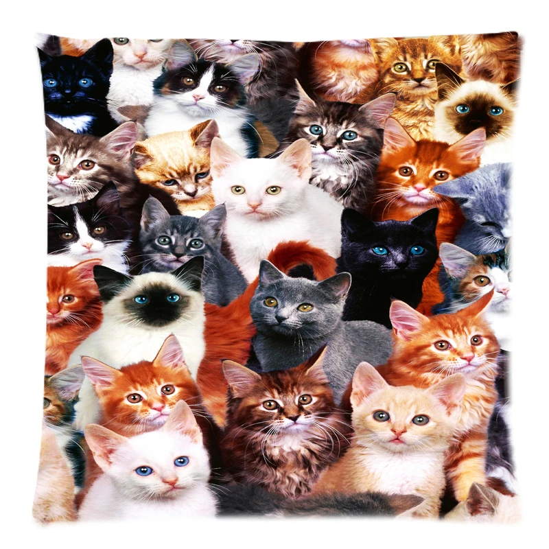 1"* 18" квадратный все виды кошек чехол для подушки из полиэстера дивана Декоративная Подушка Чехол для домашнего стула автомобиля чехол для подушки