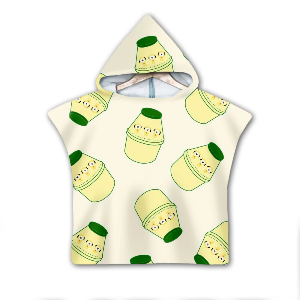 

Dessert donut Milk Hooded baby Boys and Girls Towel Wearable Bath Towel For Kids Travel 3D print Beach Towels style-4