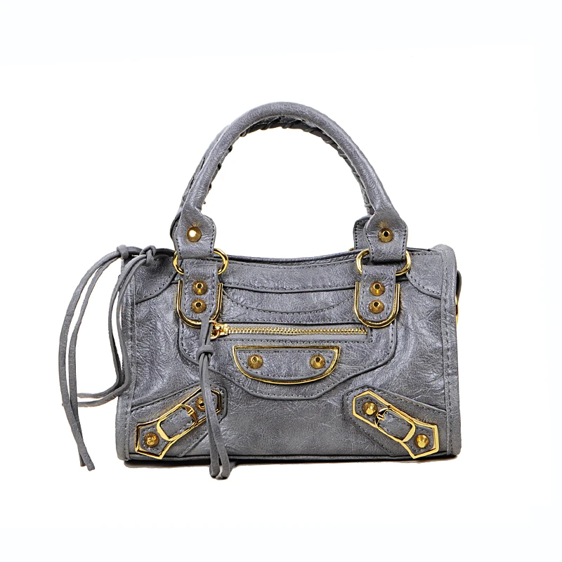 جديد الفاخرة خمر النساء حقائب صغيرة الأوسط حجم مصمم الجلود حقائب كتف 2019 سستة برشام دراجة نارية Crossbody أكياس