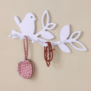 

Bird/love DIY wood decorative wall hooks for hanger storage rack organizer shelf key holder for coat clothes home decor