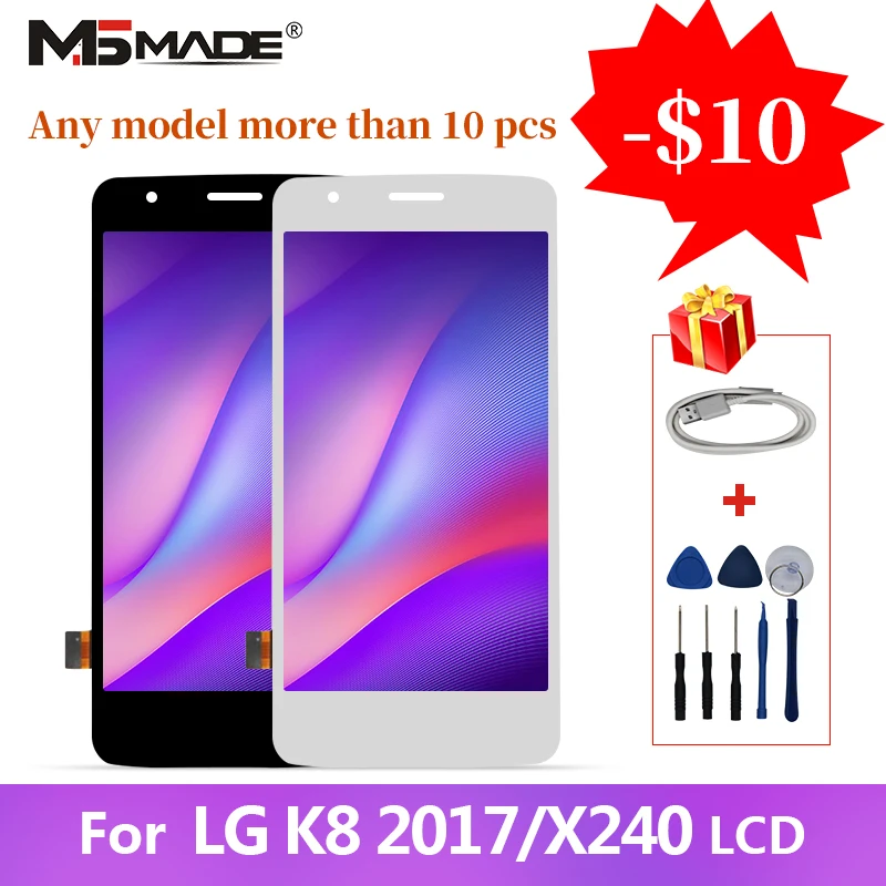 Скидка Оригинальный Для LG K8 2017X240 ЖК сенсорный экран дигитайзер дисплей сборка деталей с рамкой X240H X240DSF X240 X240K дисплей