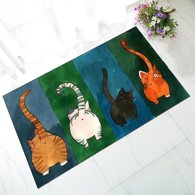 40*60 см милый кот Печать ковер резиновый полиэфирный волоконный коврик входной двери Крытый нескользящий коврик в прихожую коврик коврики для ванной комнаты