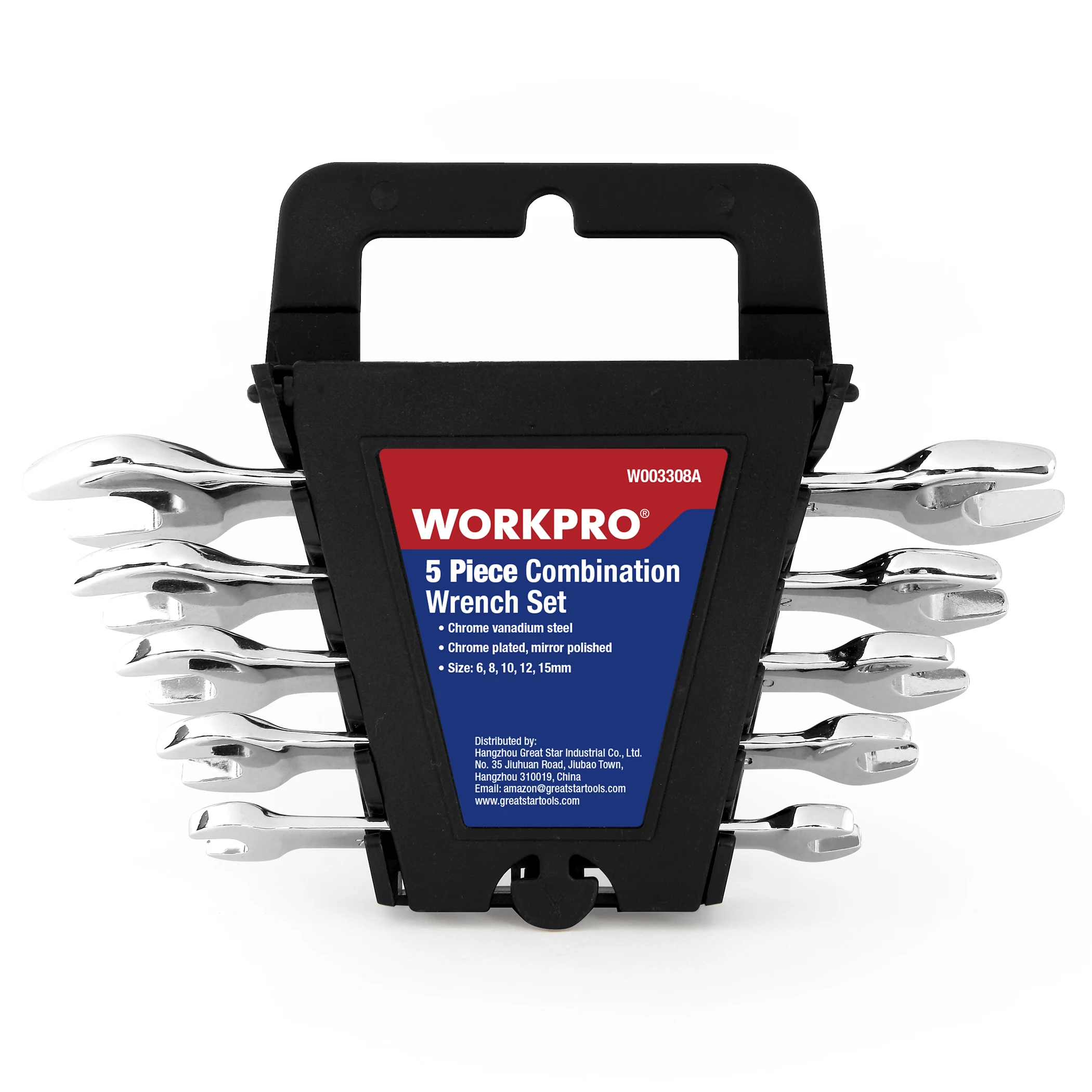 

WORKPRO 5PC Metric Wrench Set Mirror Dual End Wrench Set Home Hand Tool Set