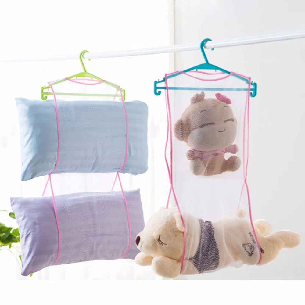 

Nosii Double Layer Pillow Core Headrest Doll Cushion Clothes Drying Mesh Hanging Dryer Storage Bag Handbag Backpack Holder