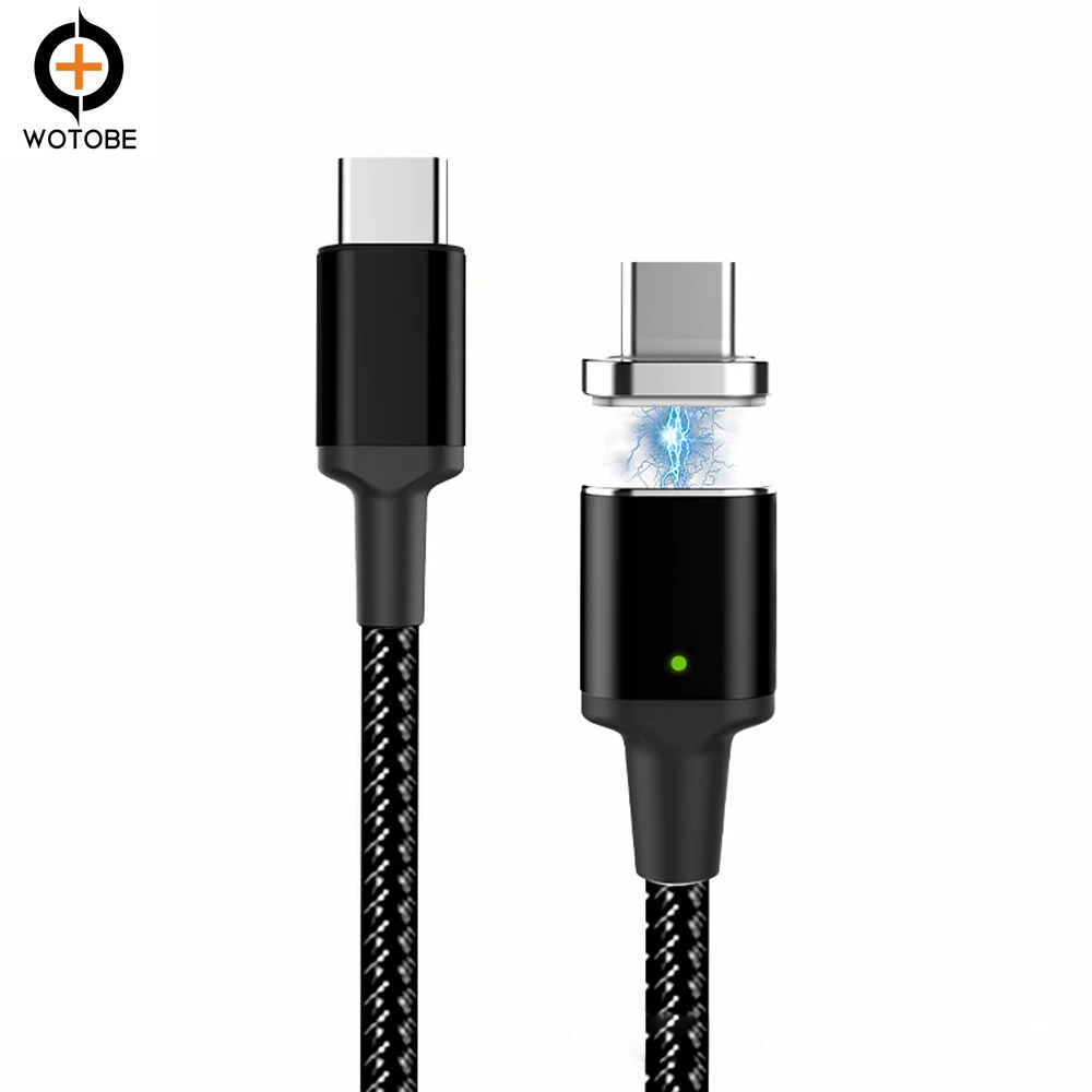 USB-C Магнитный тканый кабель для быстрой зарядки 1,8 m 20 V/5A E-MARK PD100W/87 W/65 W/61 W/60 W/45 W/30 W для iPad/MacBook Pro/Ari ноутбук