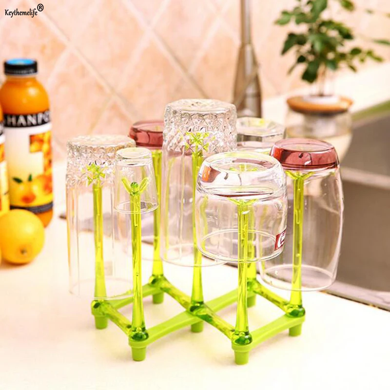 Drink Glass Bottle Cup Holder Stand Durable Plastic Pull out Drain Cup