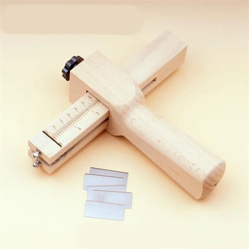 

Professional Wood Adjustable Strip and Strap Cutter Leathercraft Tool Leather Hand Cutting Tools DIY Belt Cutter