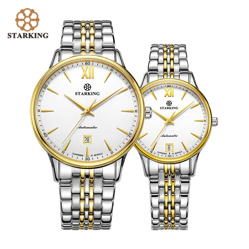 STARKING роскошные мужские и женские механические часы модный подарок для влюбленных сапфировый Кристалл циферблат автоматический календарь пара часов