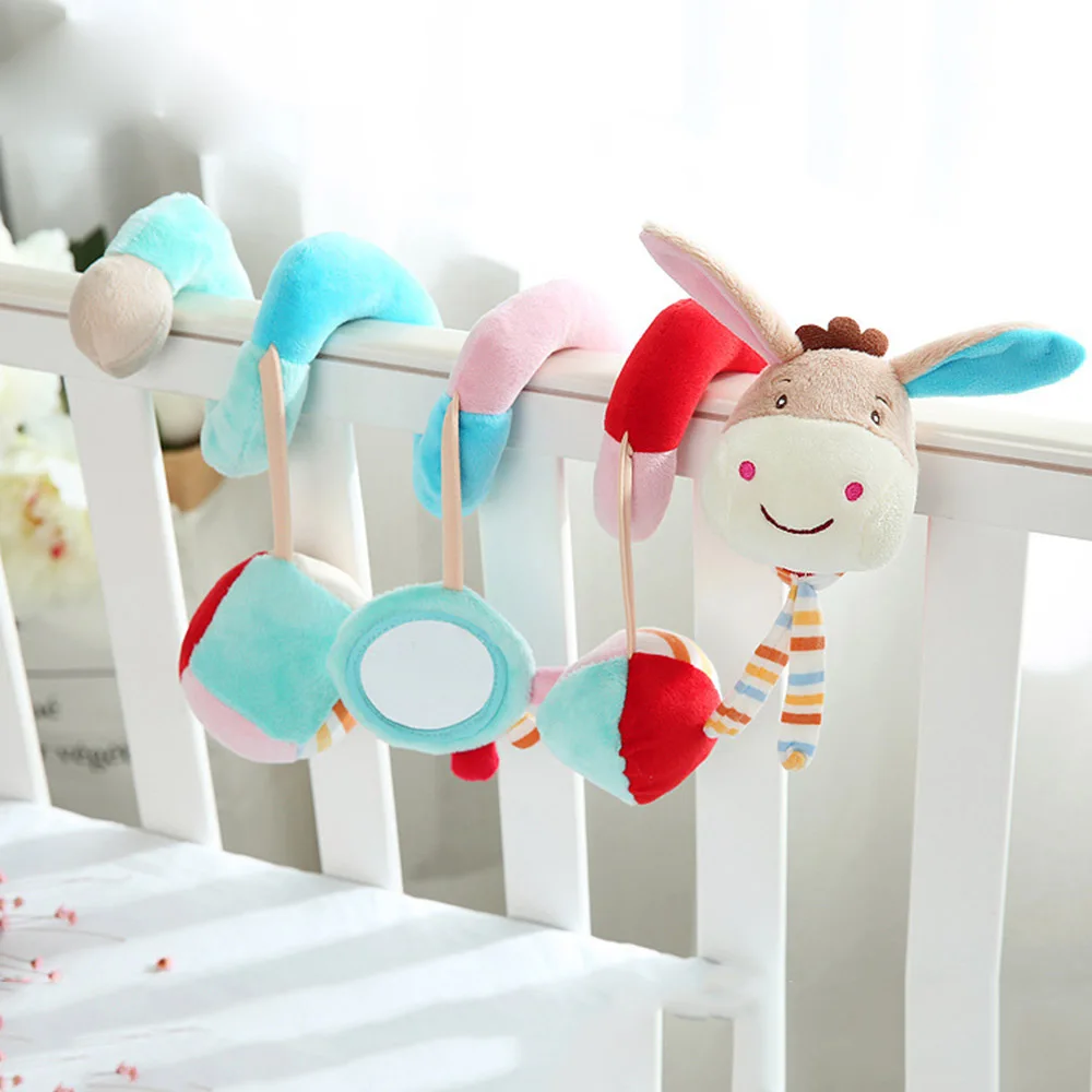 Милая мультяшная детская игрушка в виде животного для новорожденных, обучающая звуковая красочная плюшевая погремушки-мобильные телефоны, игрушки для младенцев, детская кровать, коляска, подвесная игрушка - Цвет: WJ1003B