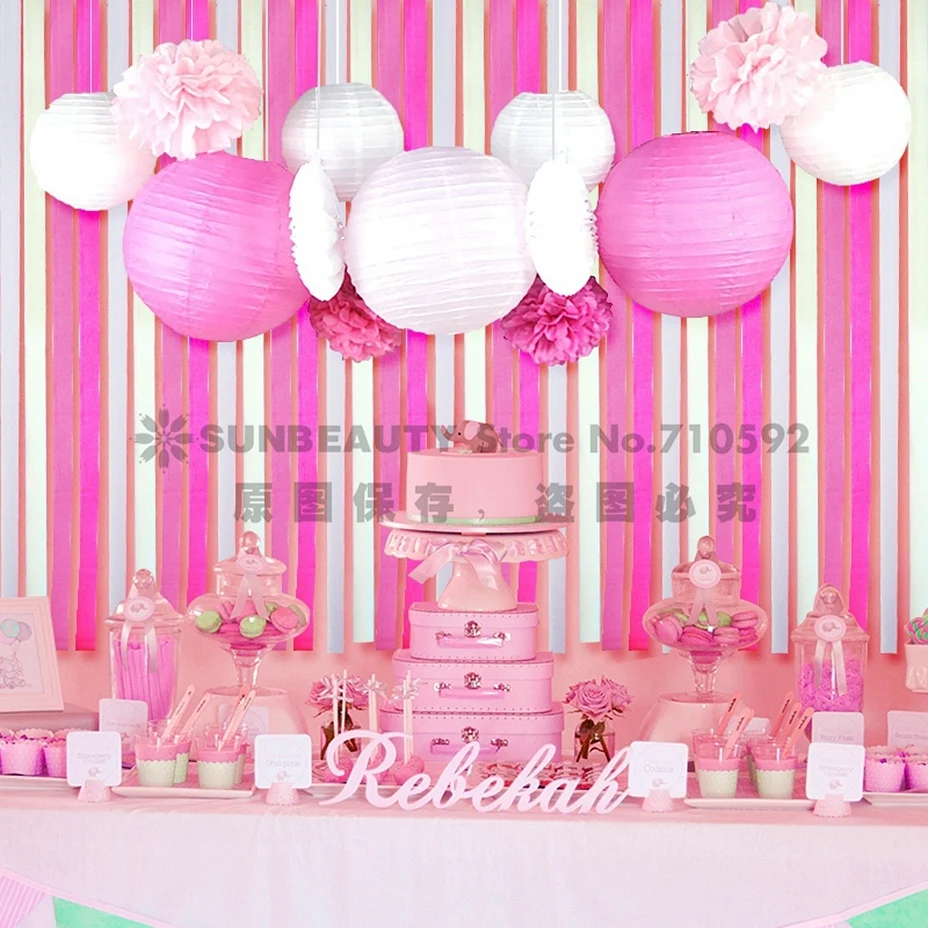 

Pink Princess Birthday Party Paper Rosettes Paper flowers Party Decoration Set Girls Birthday Party Baby Shower 1st Birthday