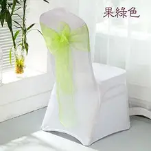 Элегантность органза яблочно-зеленая лента для стула из тонкой прозрачной ткани стул створки с бесплатной доставкой для Свадебная вечеринка Декор
