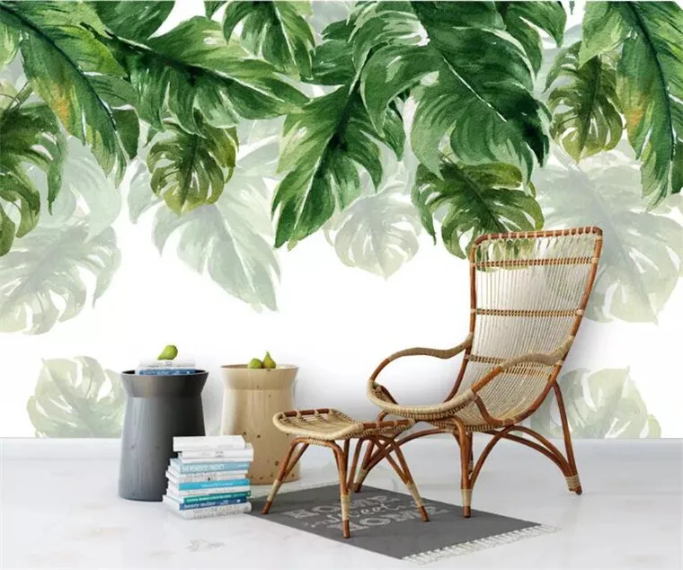 

3D Wallpaper Modern Green Leaves Plant Murals Living Room TV Bedroom Study Restaurant Background Wall Papers For Walls 3 D Decor