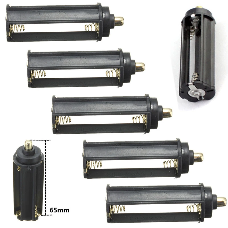 Portable 3Pcs/5Pcs Plastic AAA Battery Holder Box Case Cylinder Type For 18650 Flashlight For Bicycle Light Bicycle Accessories