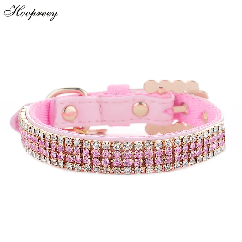 

Bling Rhinestone Baby Pet Collar Personalized Buckle Polyester & Leather Cat Dog Collars Pink for Small Medium Dogs Chihuahua