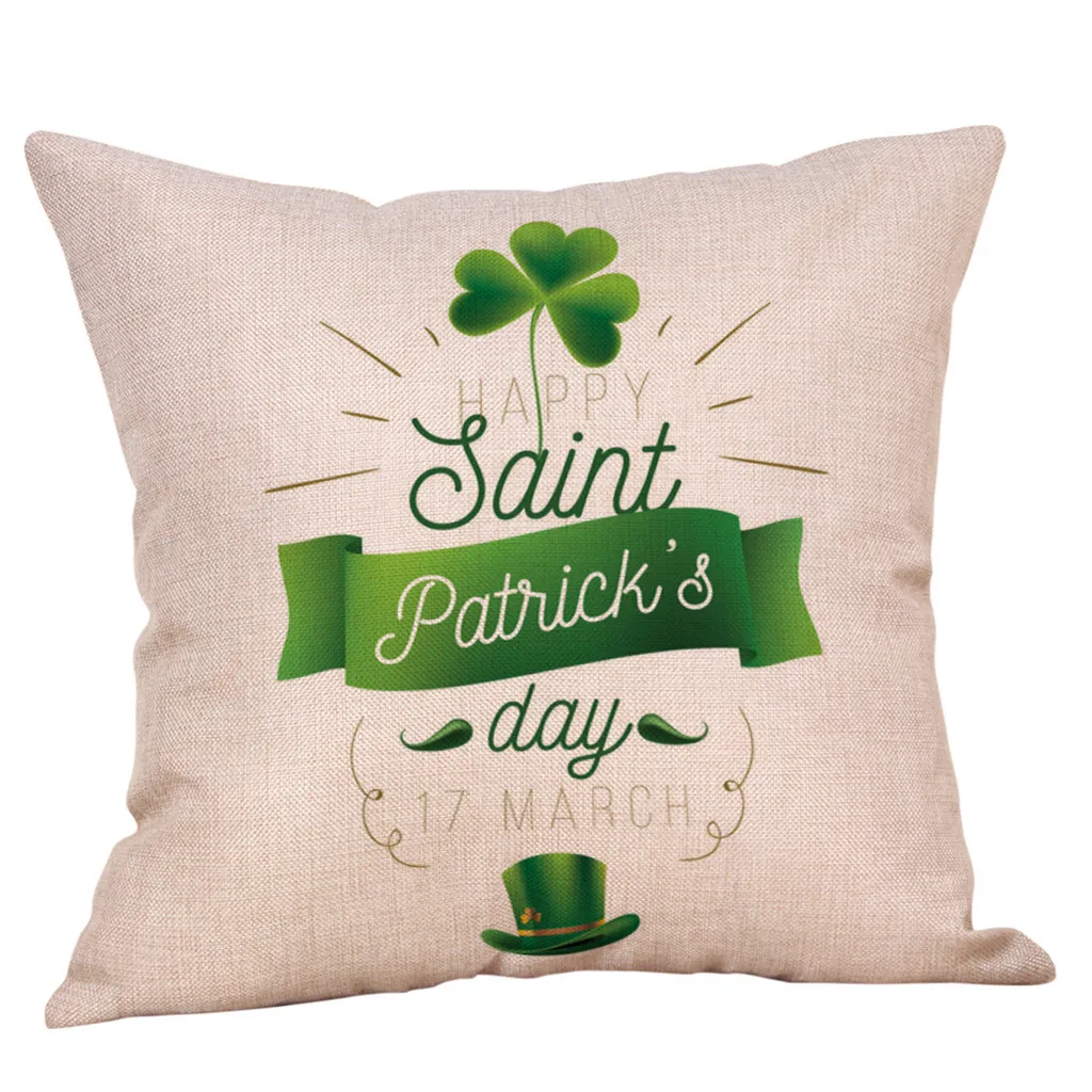 St. Patrick's Day Pillow Cases Linen Sofa Cushion Cover Home Decor Case fundas cojines decorativos vintage | Дом и сад