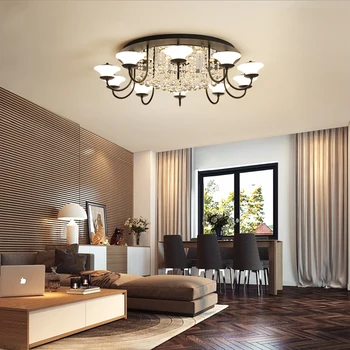 

American Living Room Light Simple Modern Atmosphere Home led Ceiling Light Personality Restaurant Bedroom Lamp Net Crystal Lamps