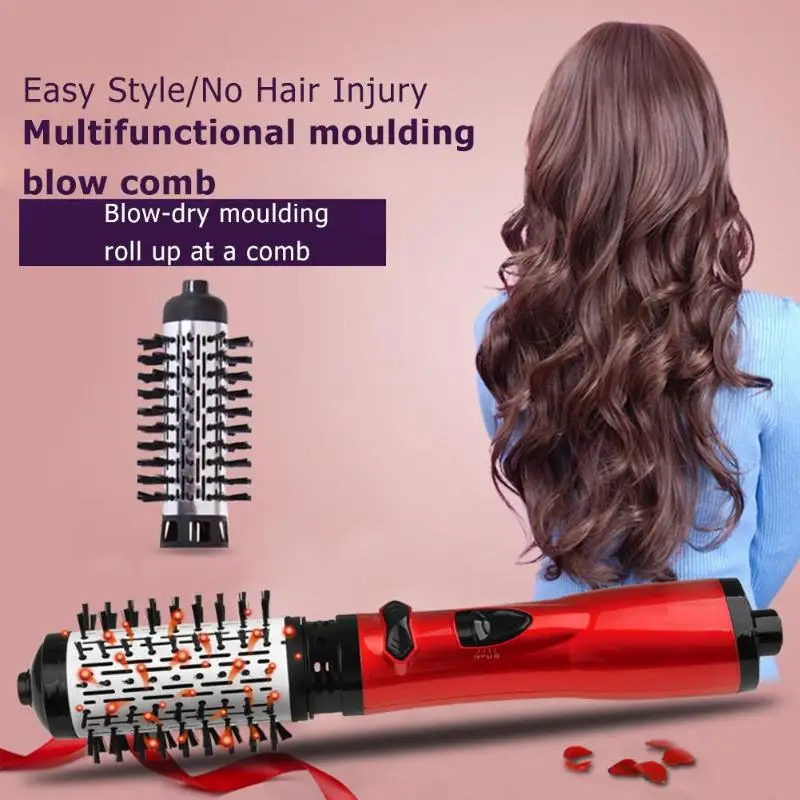 Многофункциональный волос фен-щетка 360 Вращение электрическая щетка для волос Ролик Керлинг утюжки Профессиональные волос удар фен