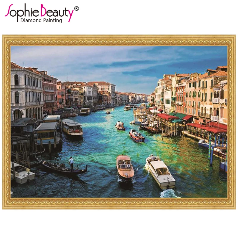 Sophie Beauty Полный Круглый Diy Алмазная Картина Вышивка крестом алмаз морской город