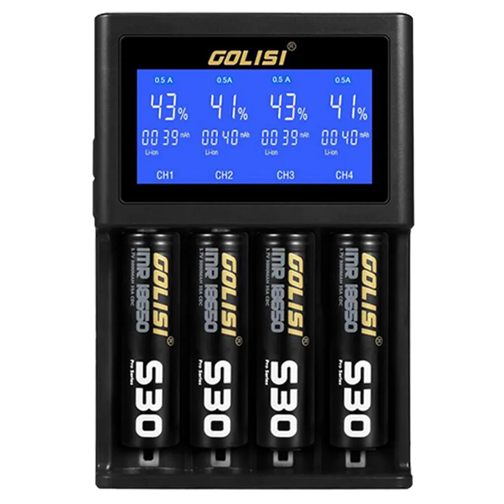 Golisi S4 ЖК-дисплей смарт-зарядное устройство для литий-ионного/NI-cd/NI-mh/AAA/AA 0.5A/1A/2A напряжение тока температура