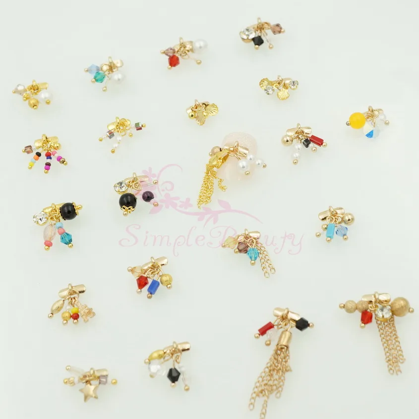 2PCS/PACK Dangle Style Alloy Charms Design Metal Gold Plated 3D Acrylic