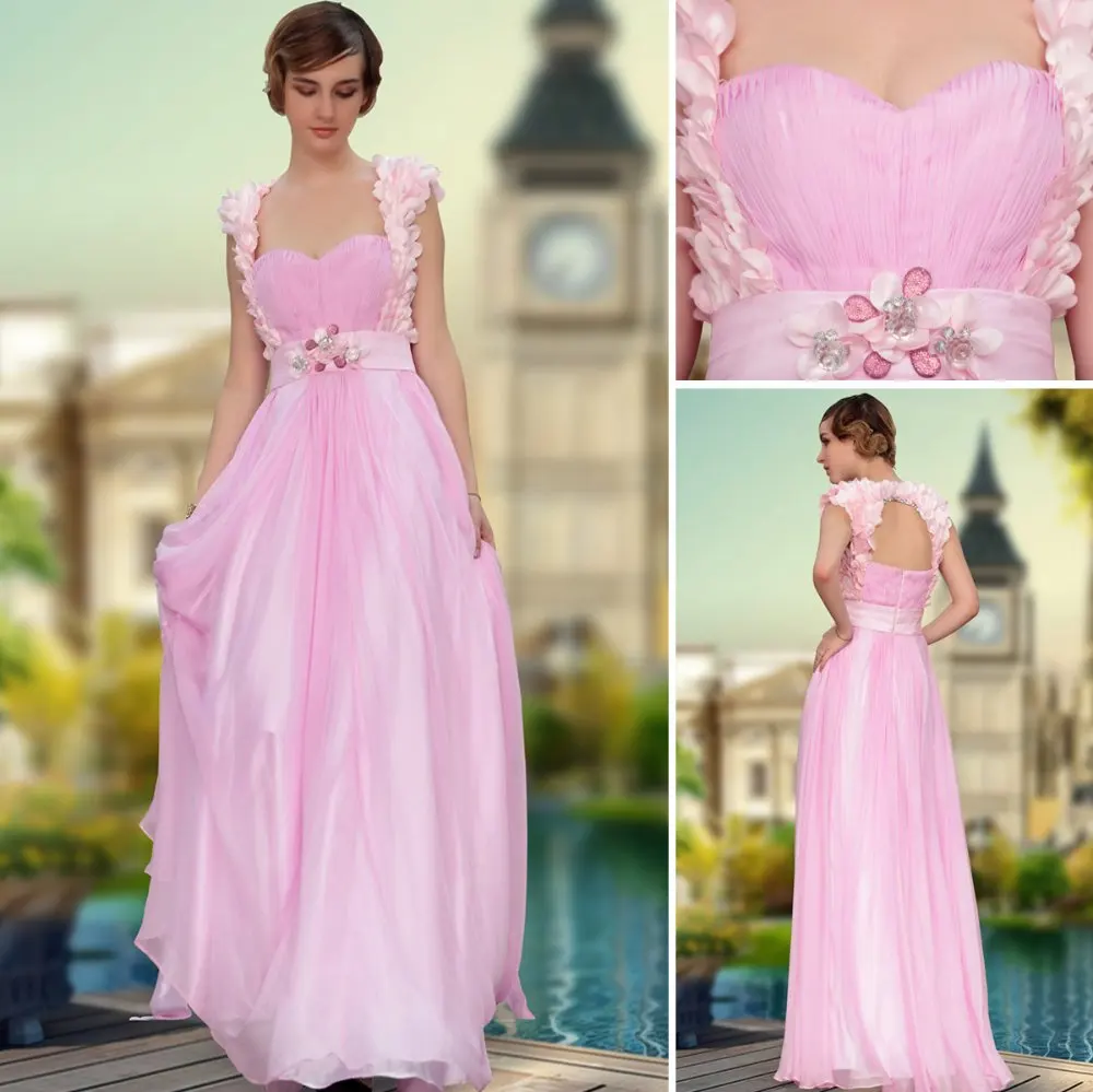 Free Shipping Dorisqueen 30630 Chiffon Pink Wedding Party Prom Gowns Free Shipping Dorisqueen 30630 Chiffon Pink Wedding Party Prom Gowns Dress 2017 Fashion Long Formal Evening Gown Dresses Flowers In From
