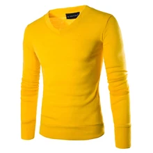 Мужские пуловеры, Свитера, мужские свитера с длинным рукавом и v-образным вырезом, повседневные однотонные мужские вязаные свитера, модные тонкие мужские топы