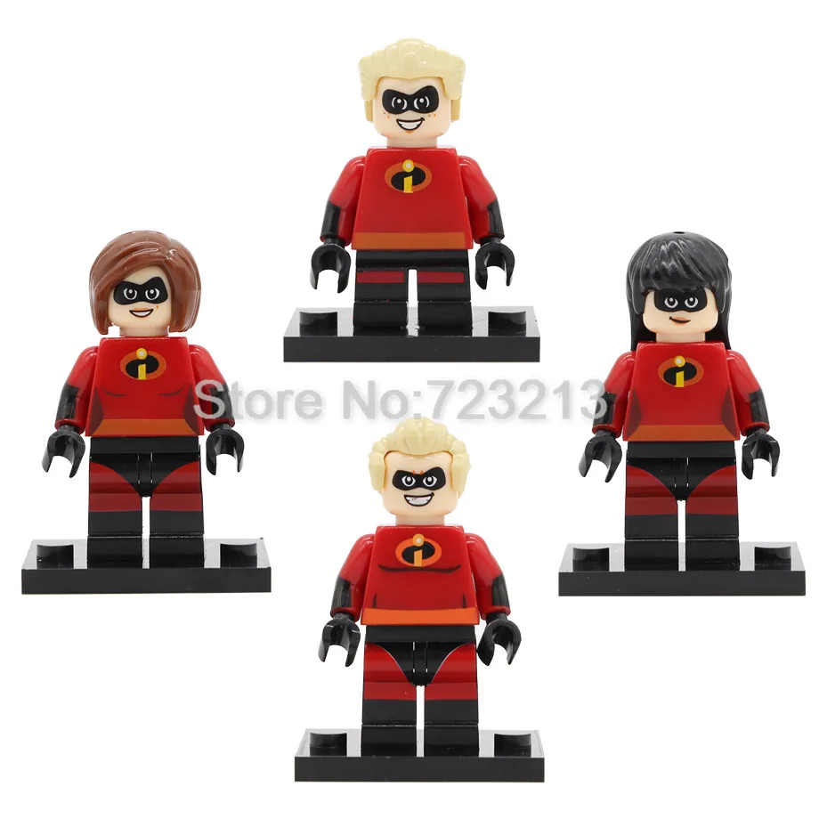 

4pcs/lot The Incredibles Cartoon Movie Figure set Bob Dash Helen Violet Parr Building Block Models Bricks Kits Toys for Children