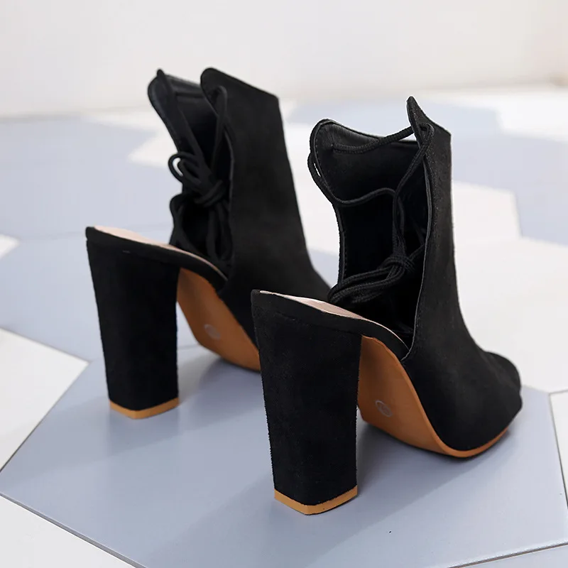 

2019 New Thick with Sandals Female Summer Fish Mouth Buckle Roman Shoes Solid Color Women Sandals