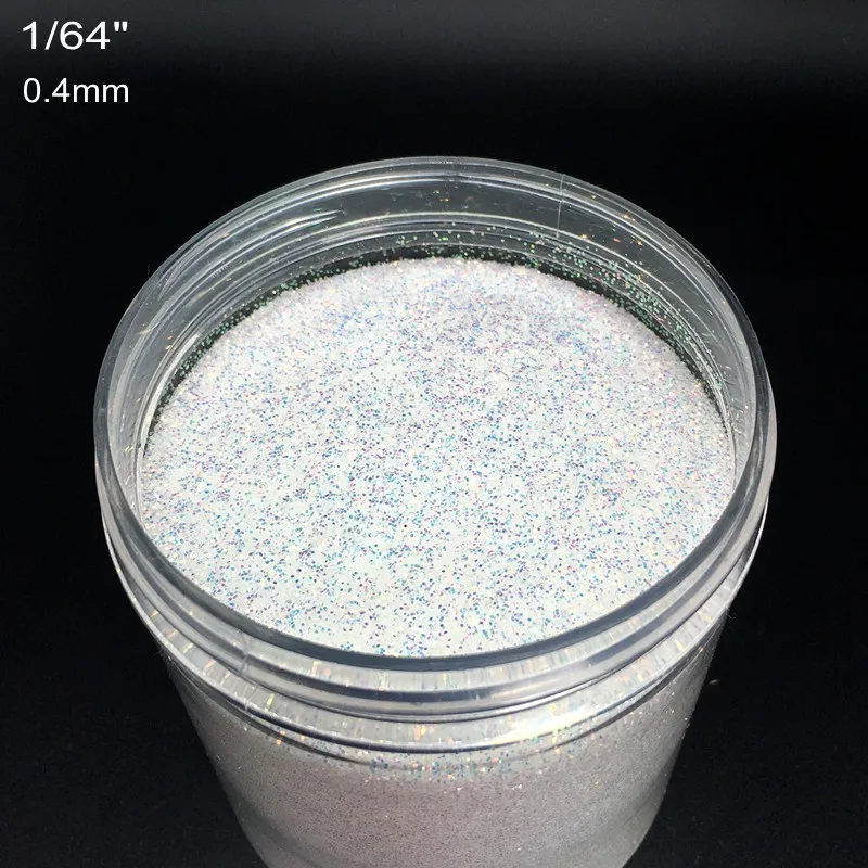 3 colores holográficos 10 ml/caja polvo de brillo de uñas 3 tamaños (0,2mm, 0,4mm y 1mm) polvo de uñas iridiscente brillo decoración de uñas 10g